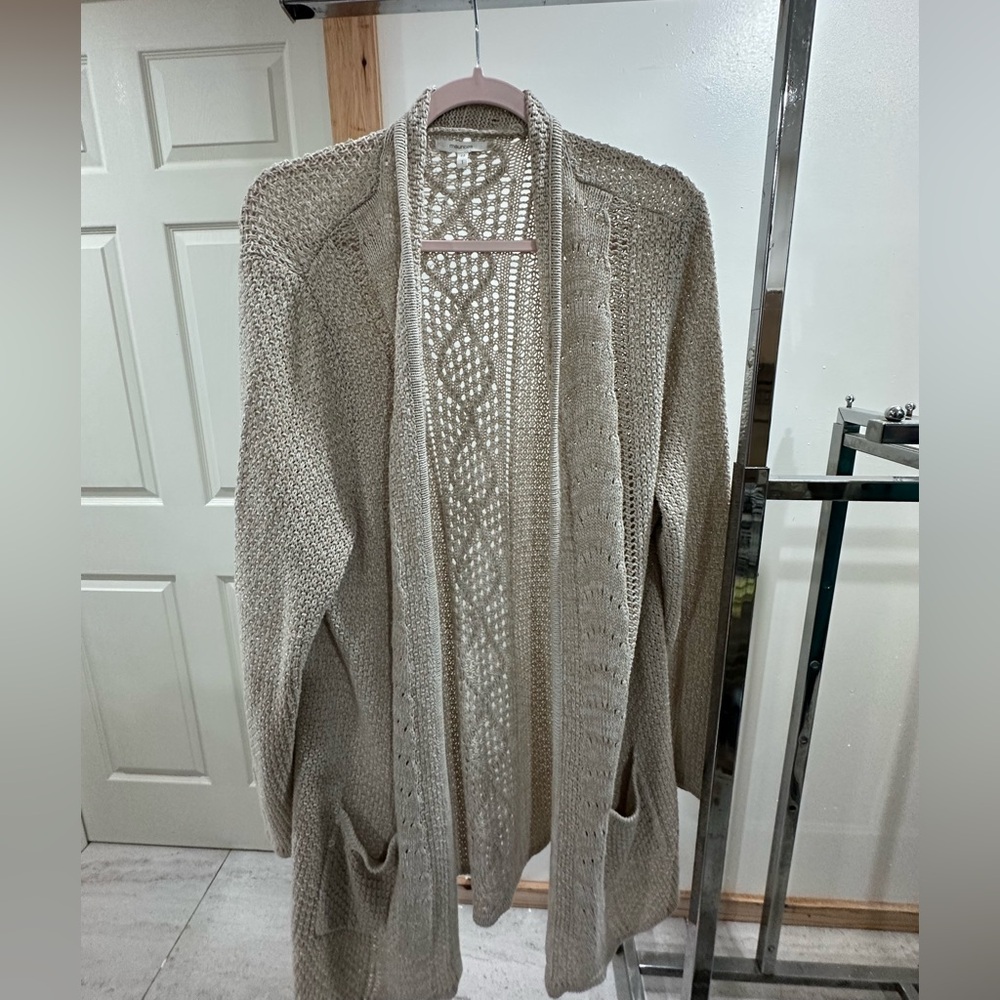 Maurices Tan Cable Knit Cardigan Sweater